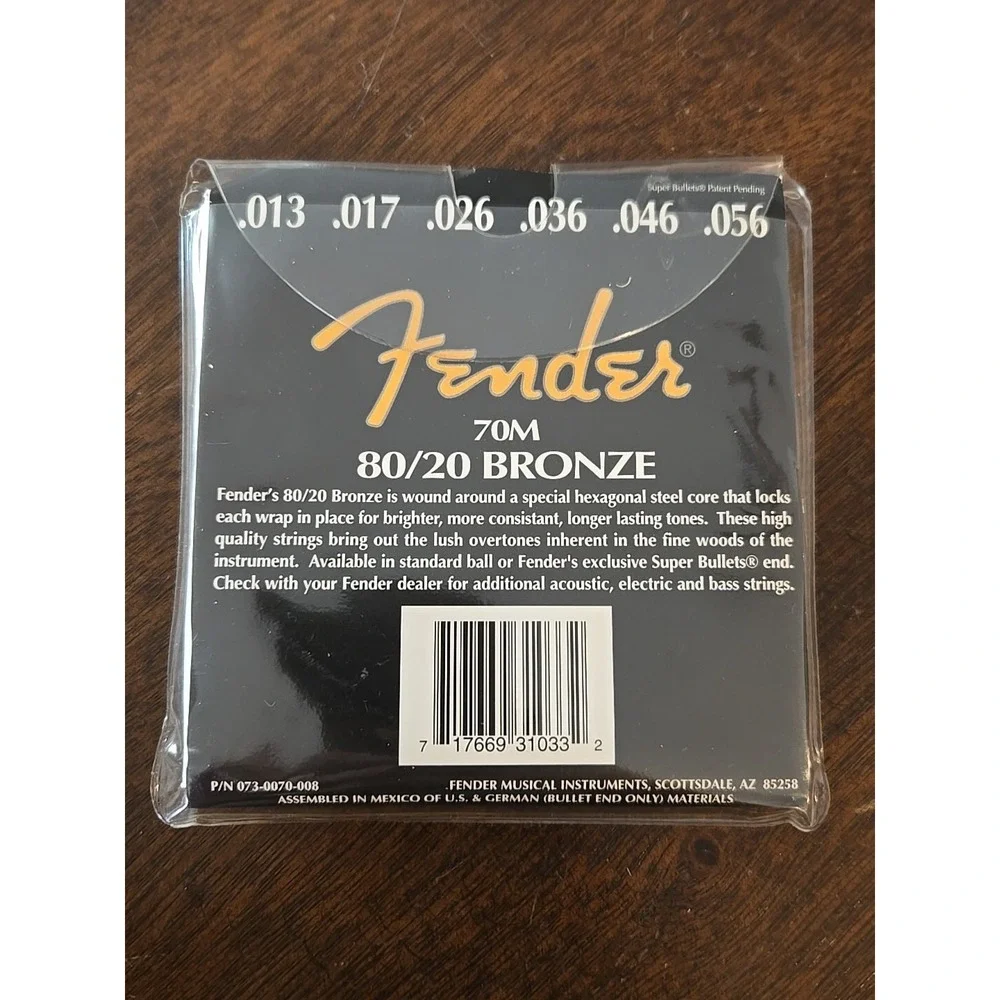 Fender Guitar Strings 6 String Ball End 70M 80/20 Bronze 13 56